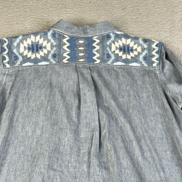 Ariat Real Denim Shirt Womens XL Blue Chambray Embroidered Relaxed Rodeo Cowgirl - Picture 5 of 9